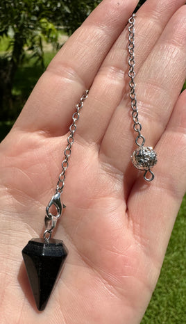 Black Obsidian Pendulum with Chain