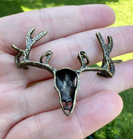 Metal Skull & Antlers Pendant