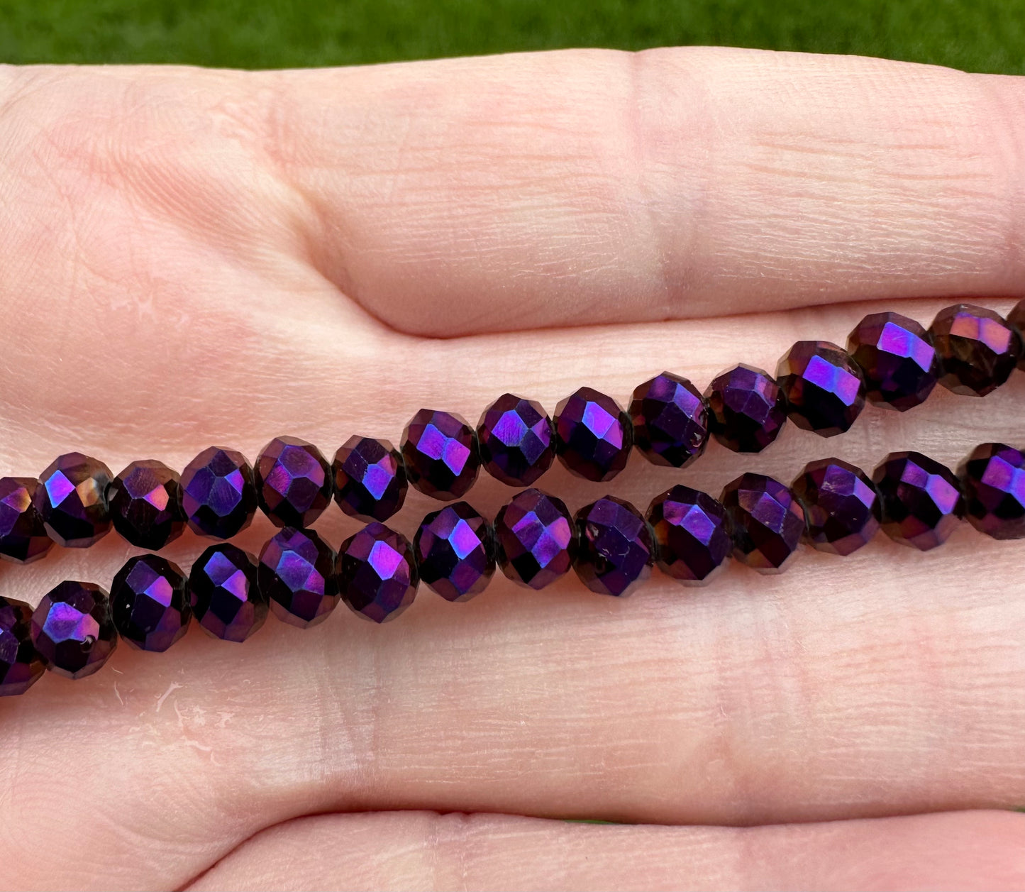 Purple Glass Iris Rondelle Bead Strand