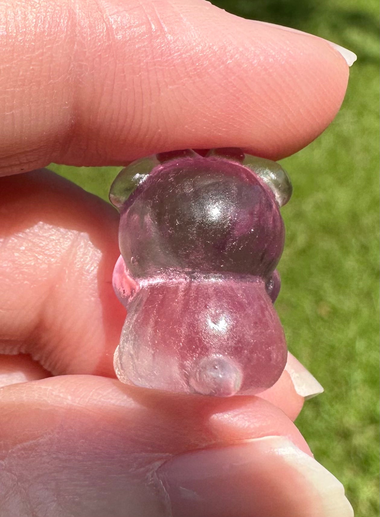 Mini Candy Fluorite Bear with Eyes Covered Carving