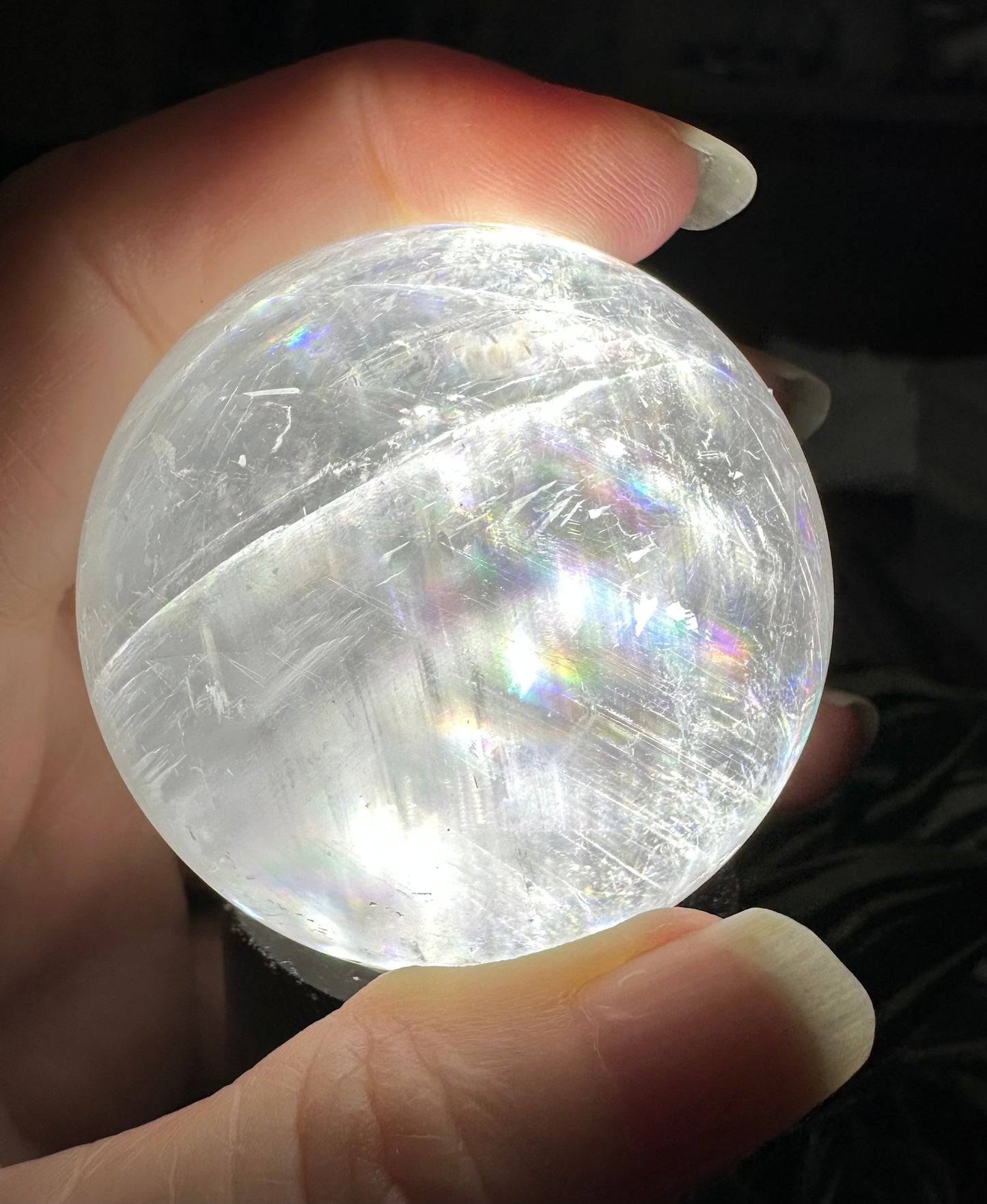 White Calcite Rainbow Sphere #2