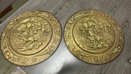 Vintage English Peerage Embossed Brass Wall Plates 14 1/2″