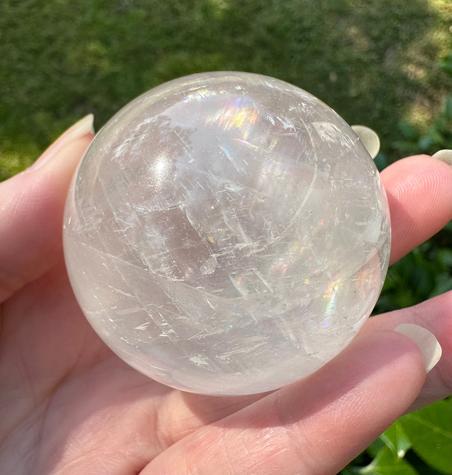 White Calcite Rainbow Sphere #2