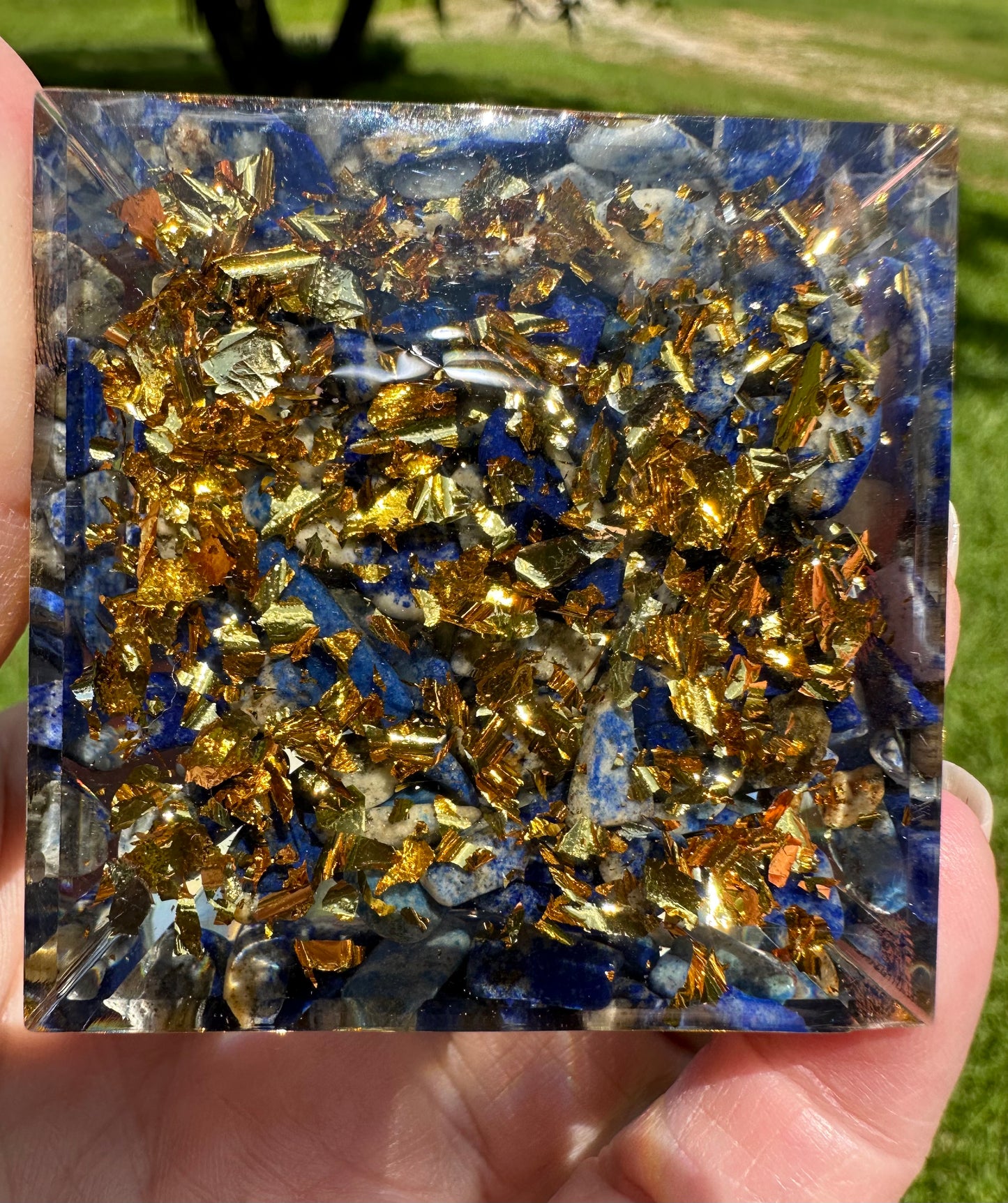 Blue Yin Yang Orgonite Pyramid #14