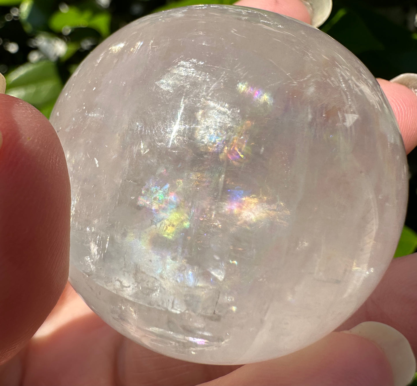 White Calcite Rainbow Sphere #4