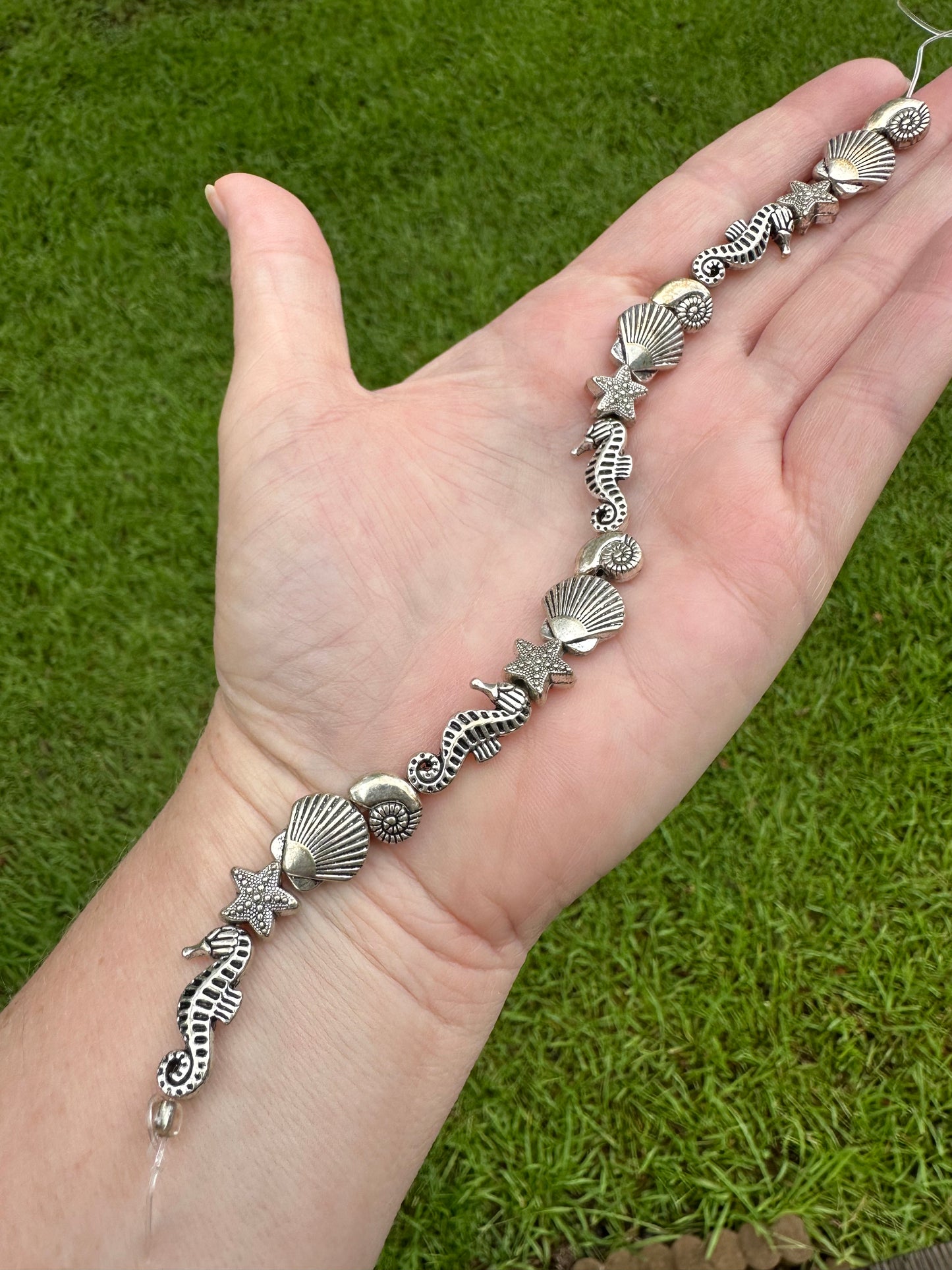 Silver Metal Sea Life Bead Strand