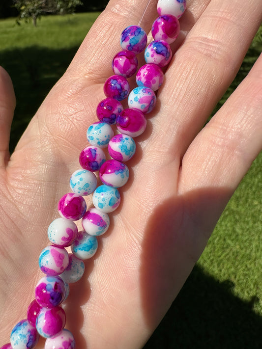 Pink & Blue Glass Bead Strand