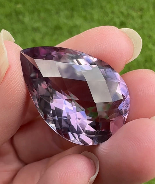 Rose de France Amethyst 30x20mm Pear Checker 39.75ct