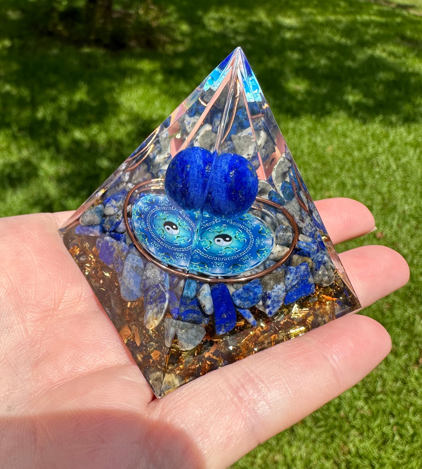 Blue Yin Yang Orgonite Pyramid #14