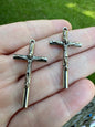 Set of (2) Silvertone Cross Pendants