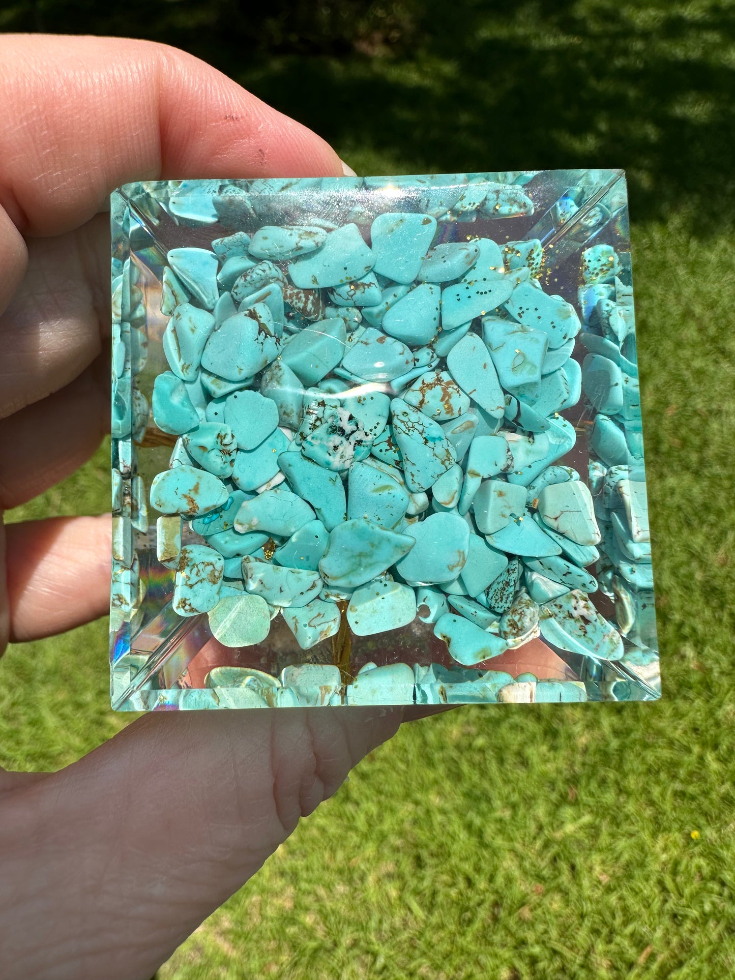 Turquoise Orgonite Pyramid #3