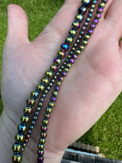 Multi-Color Round Glass Bead Strand 3 Sizes