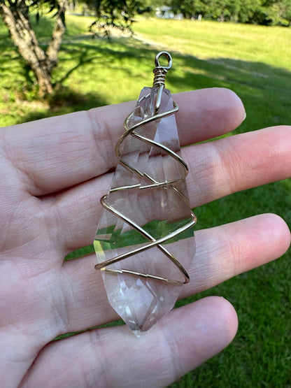 Wire Wrapped Glass Pendant