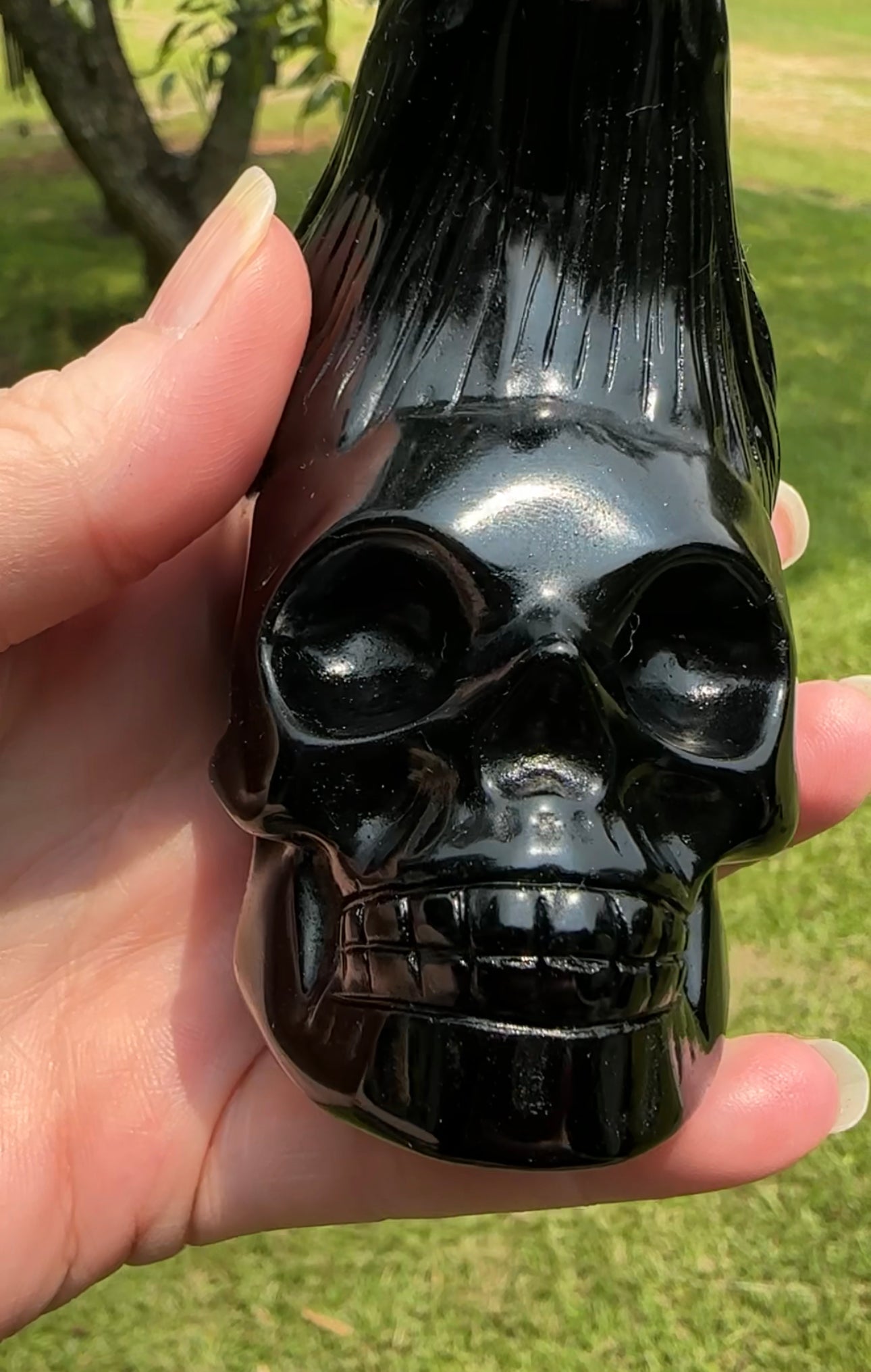 Black Obsidian Skull with Eagle