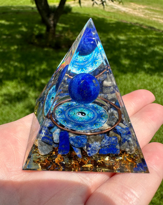 Blue Yin Yang Orgonite Pyramid #14