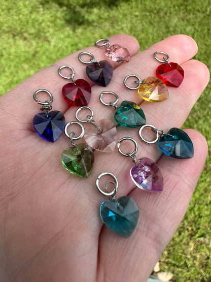 Set of (12) Crystal Heart Pendants