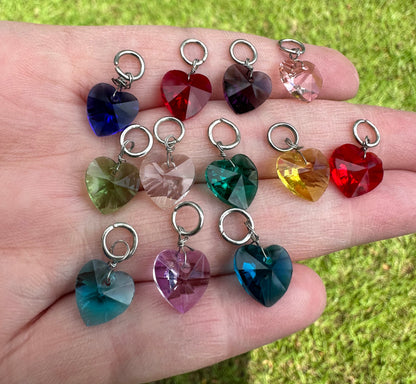 Set of (12) Crystal Heart Pendants