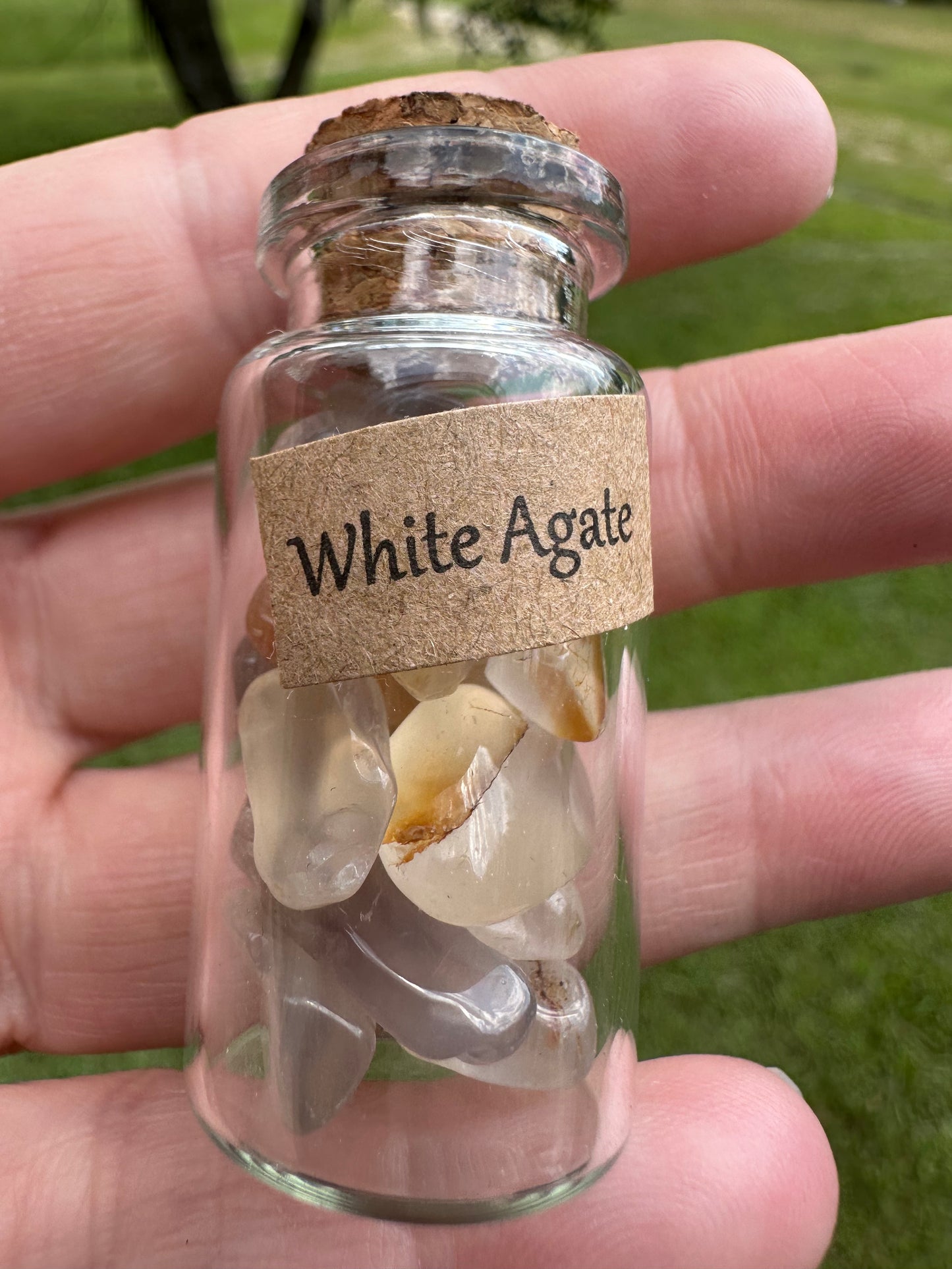 White Agate Chips In Bottle