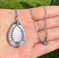 Opalite Tree of Life Silvertone Necklace