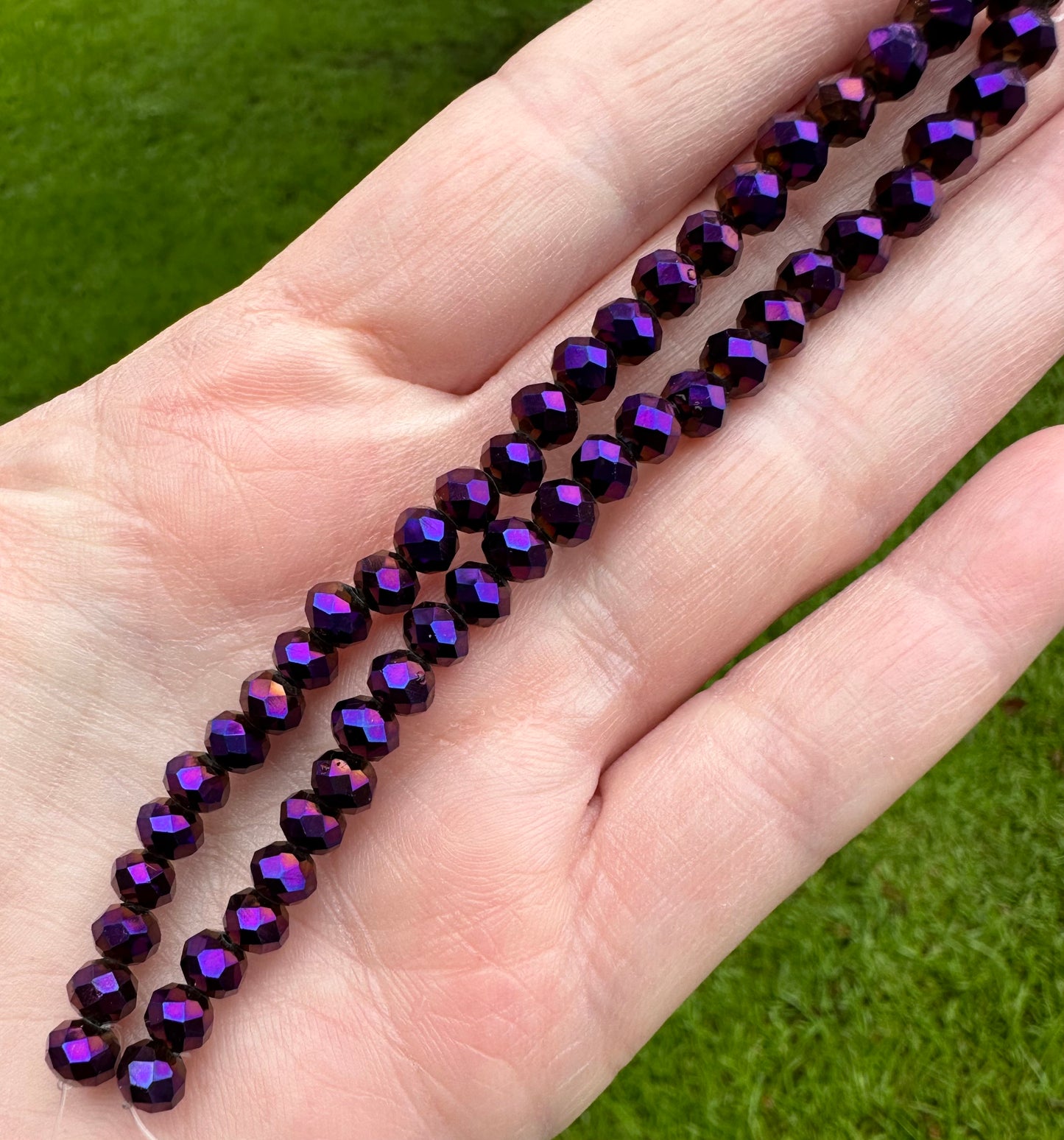 Purple Glass Iris Rondelle Bead Strand