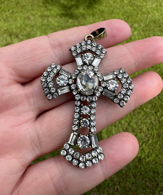 Large Silvertone Cross Pendant