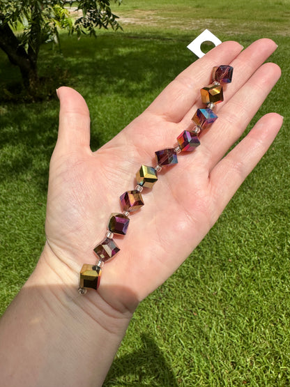 Multi-Color Glass Cube Bead Strand