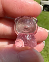 Mini Candy Fluorite Bear with Arms Up Carving