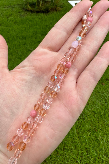 Czech Round Pink/Peach Bead Strand