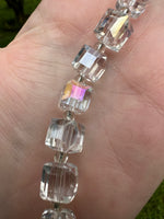 Aurora Borealis Glass Cube Bead Strand