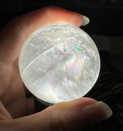 White Calcite Rainbow Sphere #2