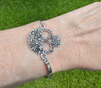 Skull Silvertone Bangle Bracelet with Clasp