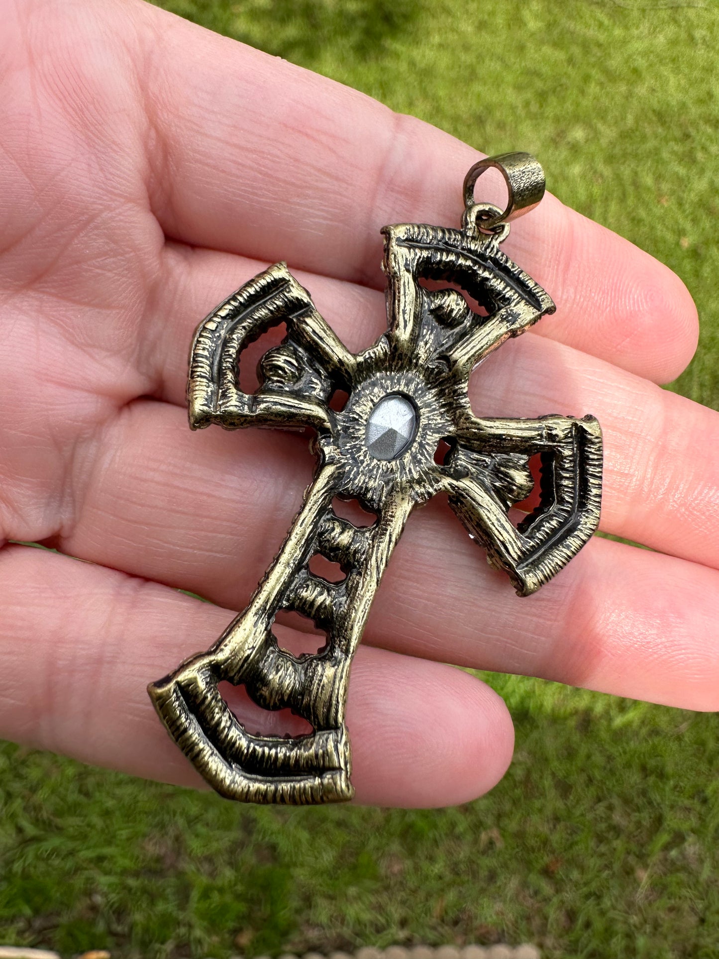 Large Silvertone Cross Pendant