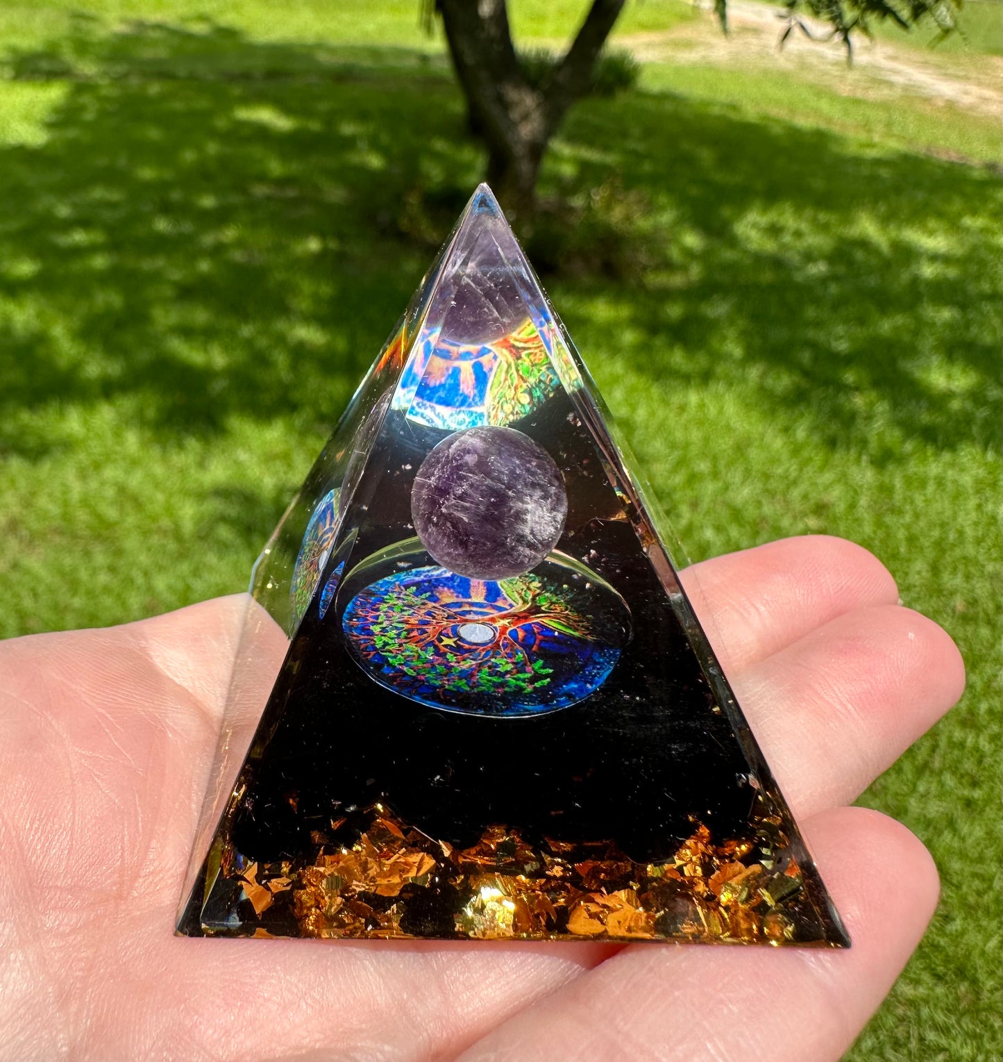 Amethyst Tree of Life  Orgonite Pyramid #17