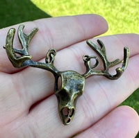 Metal Skull & Antlers Pendant