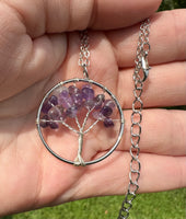 Amethyst Tree of Life Silvertone Necklace