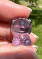 Mini Candy Fluorite Bear with Arms Up Carving