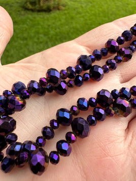 Dark Aurora Borealis Glass Bead Faceted Strand