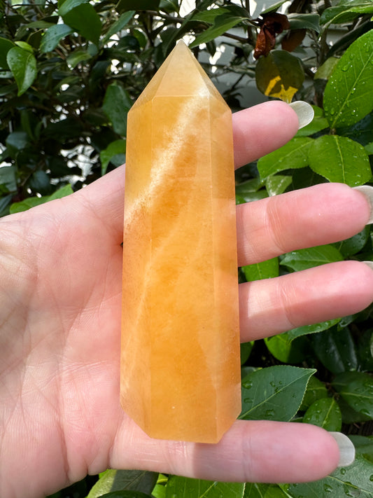 Orange Mexican Calcite Obelisk Tower #1