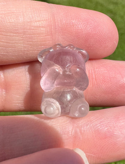 Mini Candy Fluorite Bear with Eyes Covered Carving