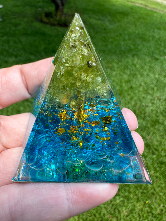 Aquamarine Blue Orgonite Pyramid #5