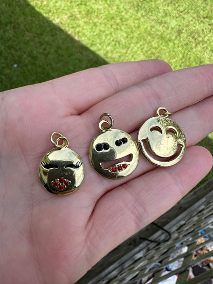 Emoji Pendants Set of 3 Goldtone