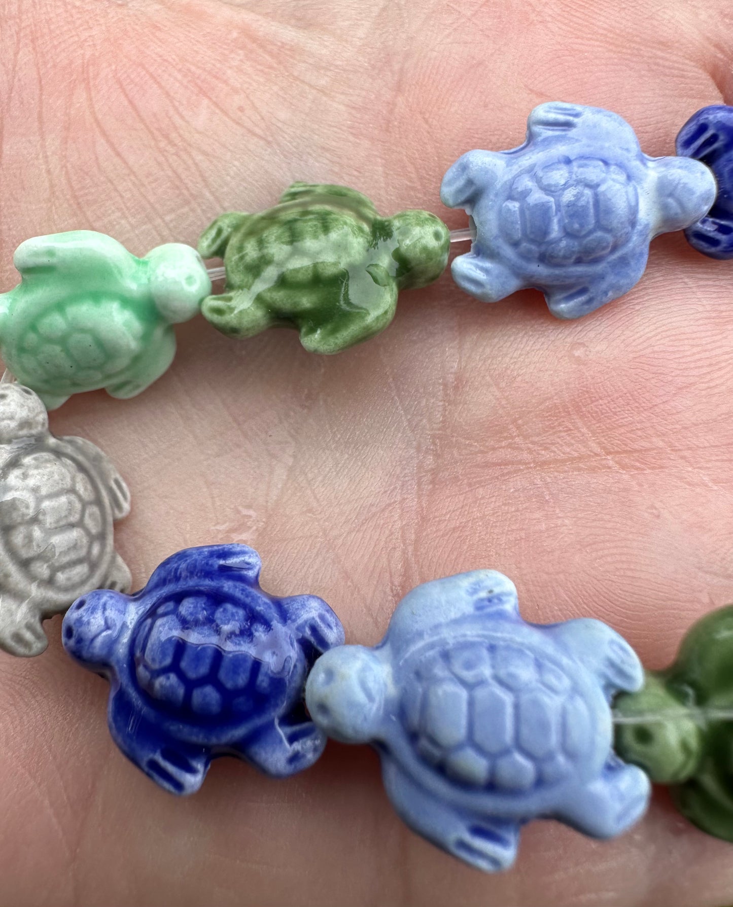 Adorable Glass Turtle Bead Strand