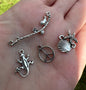 Set of Four Silvertone Metal Charms/Pendants Seashell & More