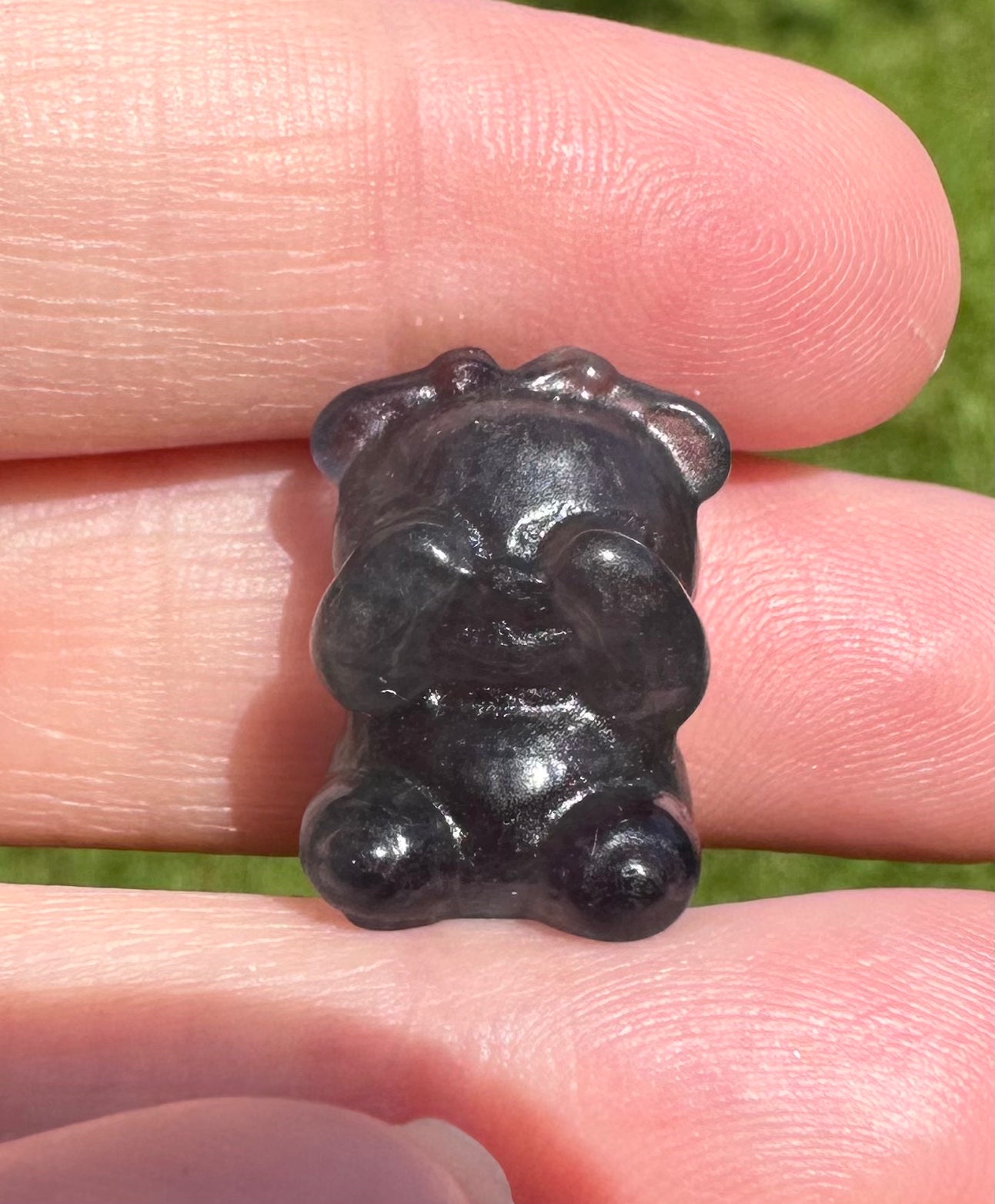 Mini Candy Fluorite Bear with Eyes Covered Carving