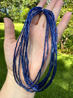 Sapphire Blue Glass Tube Bead Strands