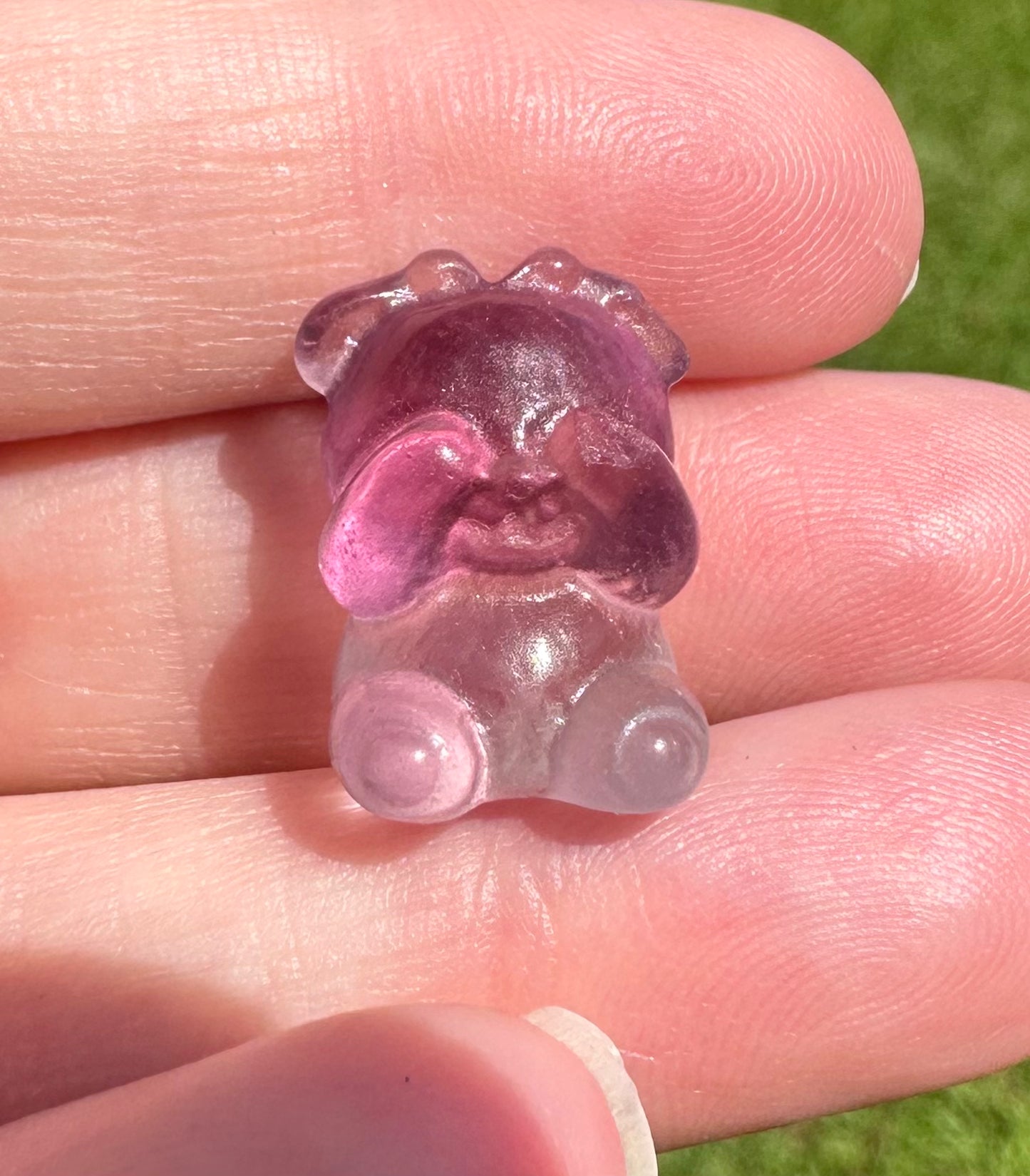 Mini Candy Fluorite Bear with Eyes Covered Carving