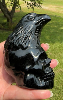 Black Obsidian Skull with Eagle