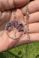 Amethyst Tree of Life Silvertone Necklace