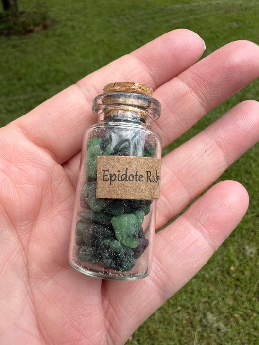 Epidote Ruby Chips In Bottle