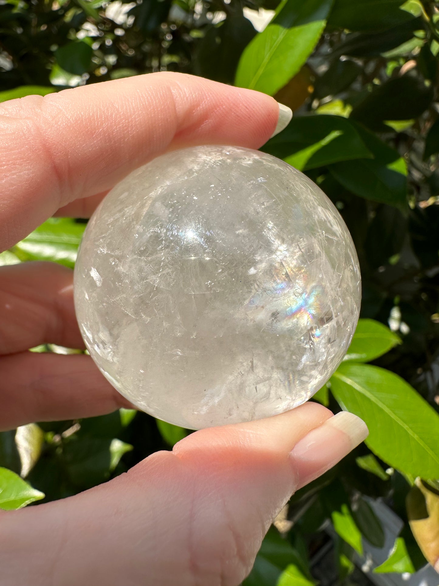 White Calcite Rainbow Sphere #6